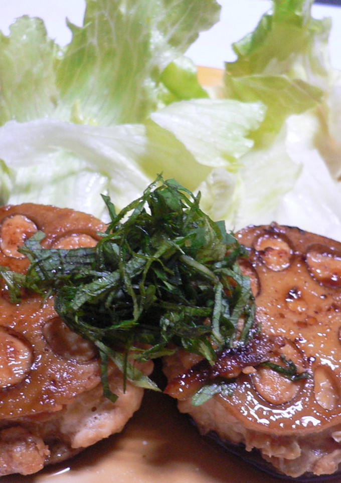 照焼つくねのれんこんはさみ焼き-レシピのメイン写真
