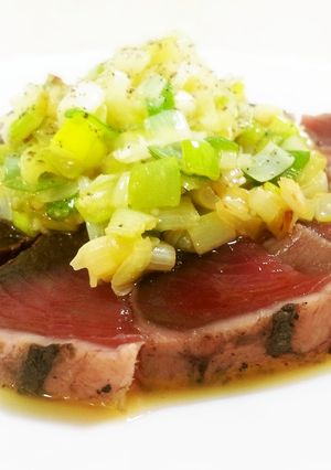 カツオのねぎ塩ホットカルパッチョ-レシピのメイン写真