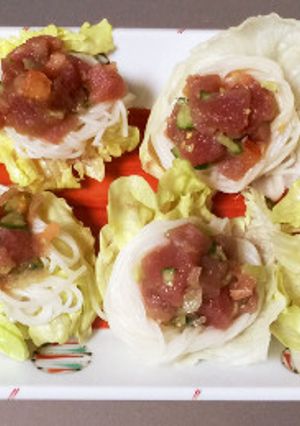 マグロのタルタルそうめん乗せ-レシピのメイン写真