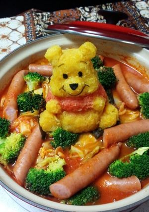 大根おろしアート♡プーさんのトマト鍋♪-レシピのメイン写真