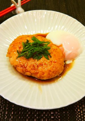 豆腐のヘルシー和風ハンバーグ☆温玉添え-レシピのメイン写真