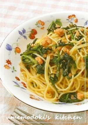 春菊と鮏フレークの簡単パスタ-レシピのメイン写真