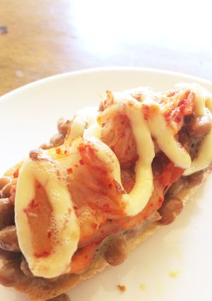納豆onフランスパン（納豆トースト-レシピのメイン写真