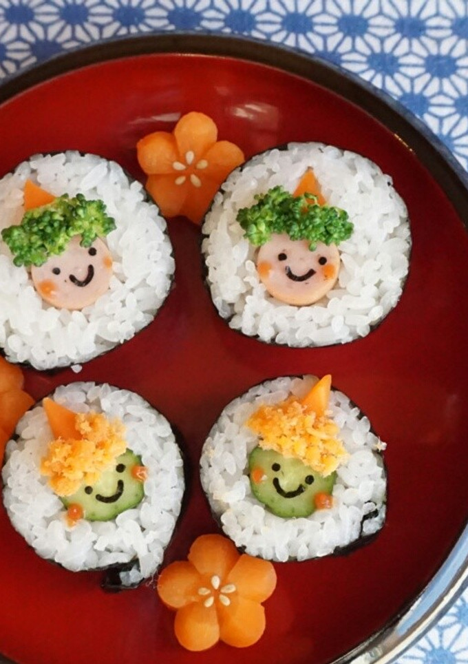 節分キャラ弁♪赤鬼巻きと青鬼巻き♥-レシピのメイン写真