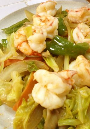 海老と野菜炒め　塩レモン味ピリ辛！-レシピのメイン写真