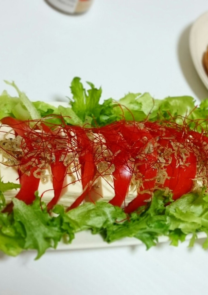 豆腐とトマトの見た目カプレーゼ風サラダ♪-レシピのメイン写真