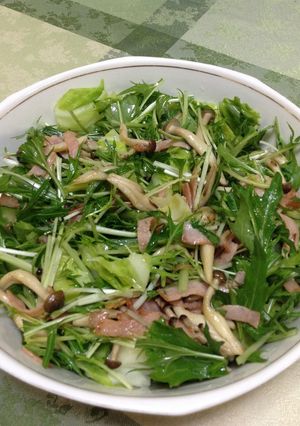 ☆水菜としめじとハムの冬サラダ-レシピのメイン写真