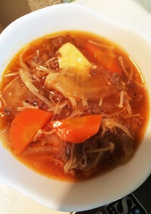 鍋キューブで厚揚げと野菜のピリ辛あんかけ-レシピのメイン写真