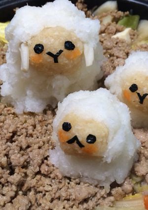 ひつじの親子の大根おろしアート鍋♡-レシピのメイン写真