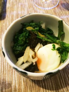 もずく楽部*もずく温玉と春菊とべったら-レシピのメイン写真