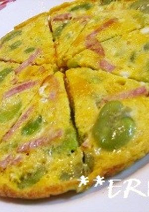 空豆とハムのオムレツ～♪♪-レシピのメイン写真