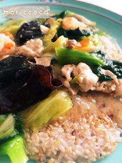 中華あんかけ♡おこげご飯〜旬の縮み雪菜-レシピのメイン写真