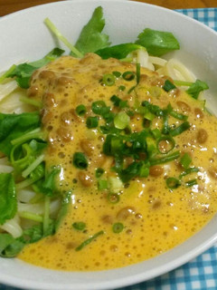 三つ葉と納豆の釜玉うどん-レシピのメイン写真