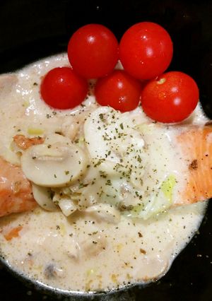 鮭のきのこ&白菜クリームあんかけ-レシピのメイン写真