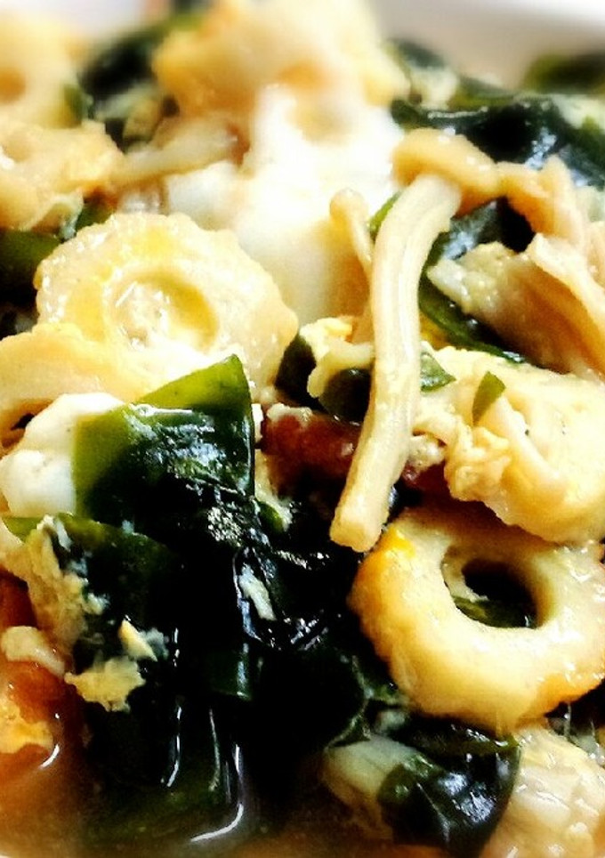 副菜に！えのきとわかめの玉子とじ-レシピのメイン写真