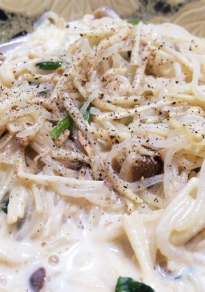 糸こんにゃくでクリームパスタ-レシピのメイン写真