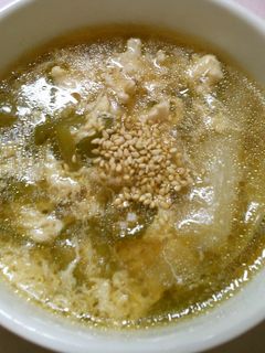 ネギと ピーマン 鶏挽き肉の 卵スープ♪-レシピのメイン写真