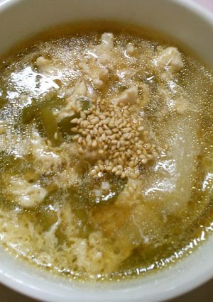 ネギと ピーマン 鶏挽き肉の 卵スープ♪-レシピのメイン写真