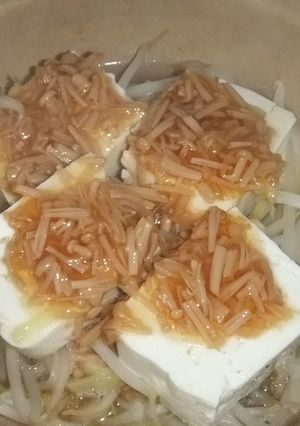 蒸し湯豆腐～もやしとなめたけで～-レシピのメイン写真