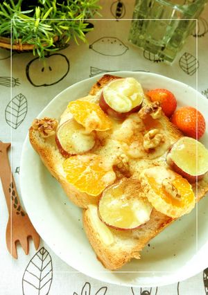 温州みかん×さつま芋の胡桃チーズトースト-レシピのメイン写真