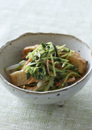 豆苗と揚げのごまドレッシングあえ-レシピのメイン写真