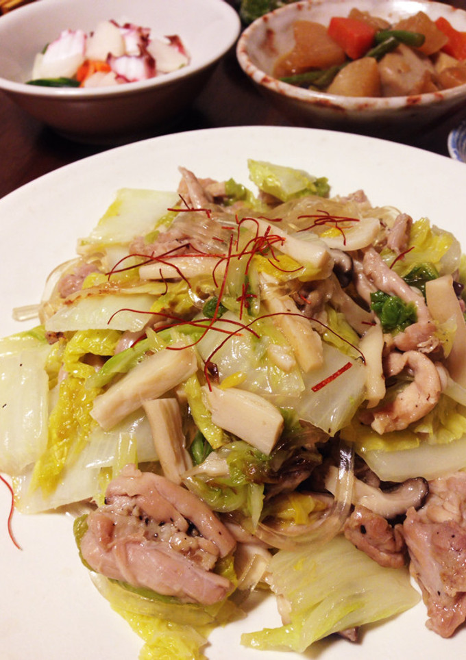 白菜と鶏せせりのエスニック炒め-レシピのメイン写真