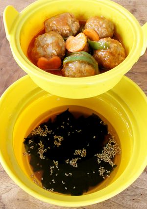 同時調理!肉団子の甘酢あん&わかめスープ-レシピのメイン写真