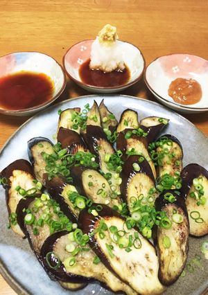 なす焼き。醤油、味噌、中華と3種のタレで-レシピのメイン写真