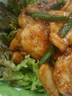 柔らか〜♬鶏胸肉といんげんの甘酢胡麻炒め-レシピのメイン写真