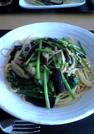 野菜たっぷりほうれん草とナスのスパゲティ-レシピのメイン写真