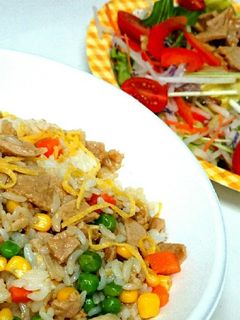 しょうが焼きで作る★チャーハン&サラダ-レシピのメイン写真