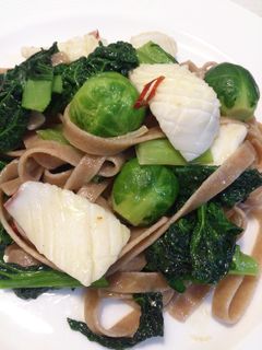 ♪ちぢみゆきなと芽キャベツのパスタ♪-レシピのメイン写真
