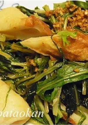 簡単１品♪水菜とチクワのピリ辛炒め-レシピのメイン写真