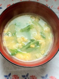 水菜とかき玉のお味噌汁-レシピのメイン写真