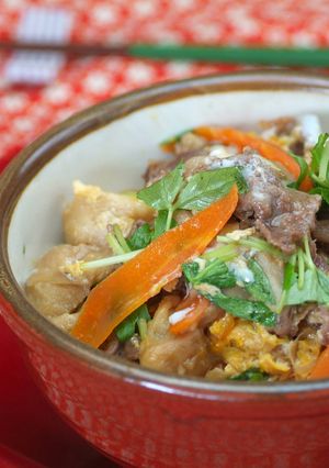 山椒風味の牛肉と三つ葉の柳川丼-レシピのメイン写真