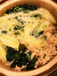 ほうれん草と白髪ネギのにんにく豚鍋-レシピのメイン写真