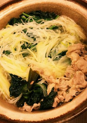 ほうれん草と白髪ネギのにんにく豚鍋-レシピのメイン写真