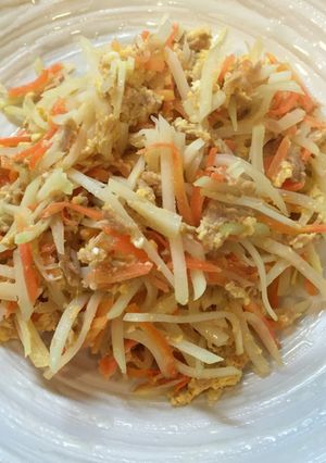 時短 簡単 にんじんと青パパイヤの炒め物-レシピのメイン写真