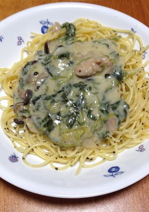 本格派！ほうれん草と鶏肉のクリームパスタ-レシピのメイン写真