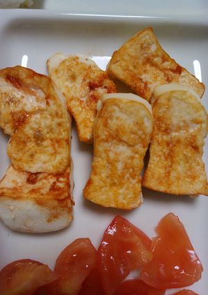 離乳食手づかみ!お豆腐ケチャップ焼き-レシピのメイン写真