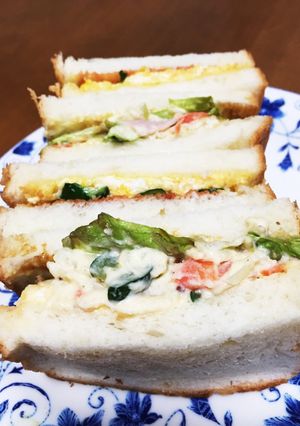 たまごとポテサラのサンドイッチ。喫茶店風-レシピのメイン写真