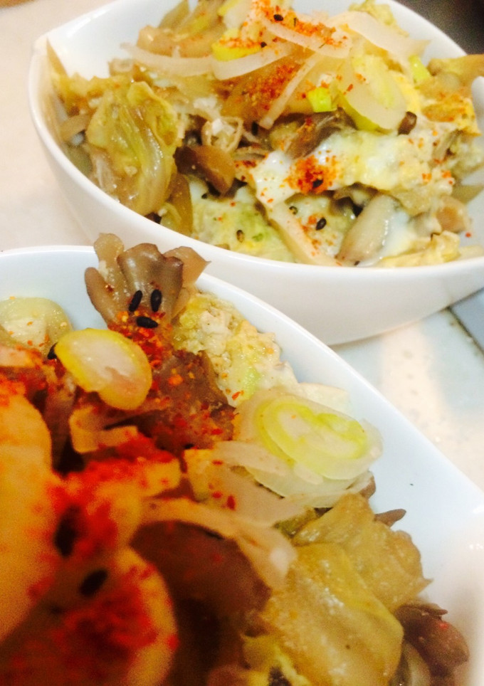 まいたけと白菜と豆腐と揚げの卵とじ風-レシピのメイン写真