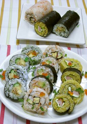青・赤・黄☆3種類のおに退治恵方巻-レシピのメイン写真