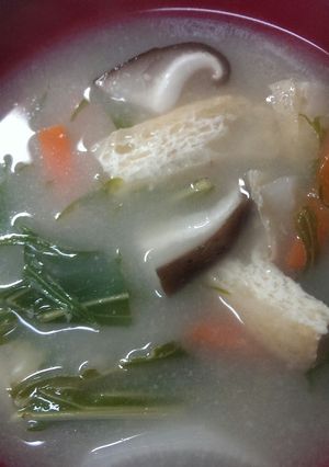 水菜としいたけの味噌汁-レシピのメイン写真