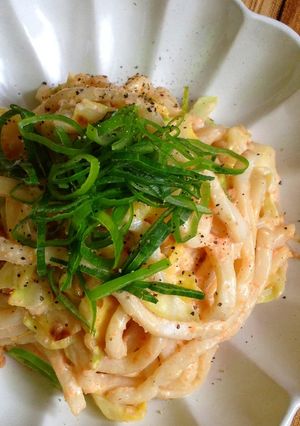 キャベツ大量！やみつき明太マヨ焼きうどん-レシピのメイン写真