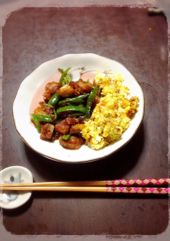 *朝食の一品に*唐揚げとピーマン炒め-レシピのメイン写真
