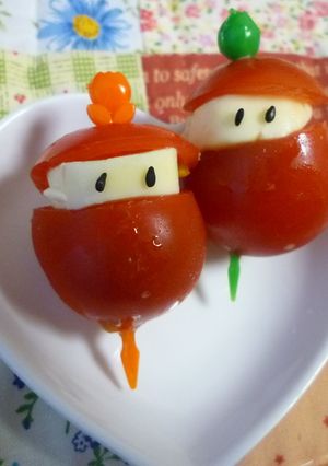 ミニトマトとチーズで簡単キャラ弁おかず♪-レシピのメイン写真
