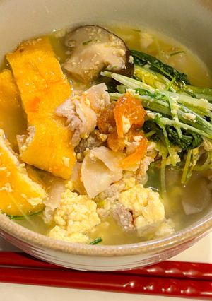 水菜と豚肉の豆漿鍋（トウジャンナベ）-レシピのメイン写真