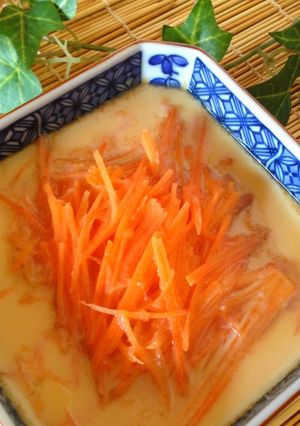 クセになるよ♫千切り人参と豆腐の茶碗蒸し-レシピのメイン写真