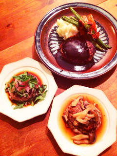 豆腐ハンバーグと3種のソース-レシピのメイン写真